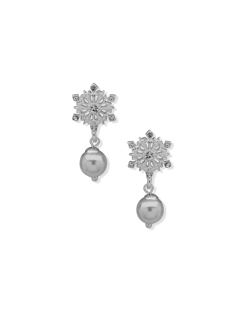 Boucles d'oreilles percées Anne Klein Snowflake Drop With Pearl   | CVR-1980344